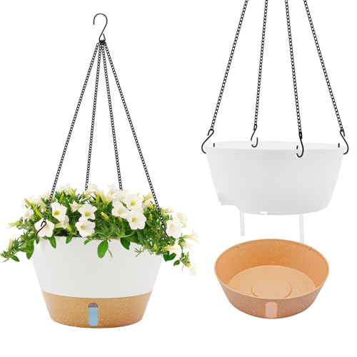 ZMTECH 30cm Selbstbewässernder Pflanztopf Hängend, 2er-Set, Blumentopf mit Untersetzer… – Ansicht 1