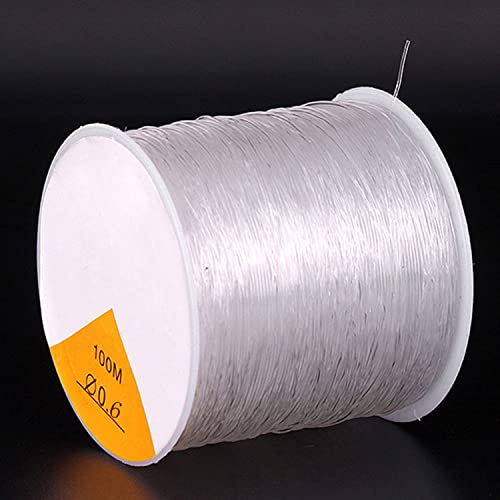 Gummiband für Armbänder, Elastisches Nylonschnur Gummibänder Nylonfaden Transparent Reißfest Schmuckband Durchsichtiger Faden Elastisch Schmuckfaden Gummifaden Perlenband Basteln 0.6mm 100m Cover