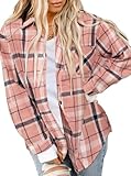 Asiertiy Women Long Sleeve Buffalo Plaid Flannel Shirts Jackets Classic Button Down Blouse Tops Fall Clothes Fashion Outfits