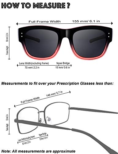 Image of The Fresh High Definition Polarized Wrap Around Shield Sunglasses for Glasses - Leather Eyeglasses Case