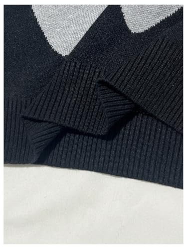Image of RoseSeek Girl's Bow Graphic Sweaters Crewneck Long Sleeve Knit Pullover Tops Drop Shoulder Knitwear