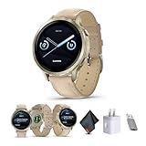 Garmin Venu 4, 41mm, Advanced Fitness Tracker GPS Smartwatch, 1.2' AMOLED Display, Built-in Flashlight, 10 Days of Battery Life, Lunar Gold with Light Sand Leather Band (Bundle)