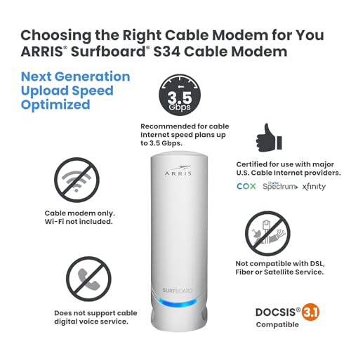 Arris S34 Docsis 3.1 Multi-Gigabit Cable Modem thumb #1