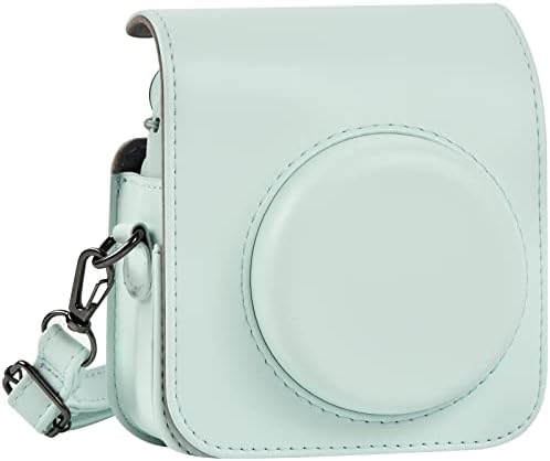 Protective Case Compatible with Instax Mini 12 Instant Camera, Portable Travel Storage Cover Bag for Polaroid Mini 12 with Photos Pocket & Adjustable Shoulder Strap (Box Only)-Light Green