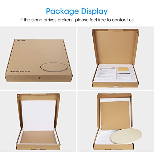 Unicook 14 Inch Round Pizza Stone, Heavy Duty Cordierite Pizza Baking Stone For Oven And Grill, Thermal Shock Resistant, Ideal For Baking Crisp Crust Pizza, Bread And More, Includes Scraper #TOP7