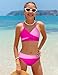 TWEENGOUTFITS Teen Girls 12-14 Bikini Swimsuits Pink Color Block Criss Cross V Neck Adjustable Shoulder High Waist Two Piece Swimwear