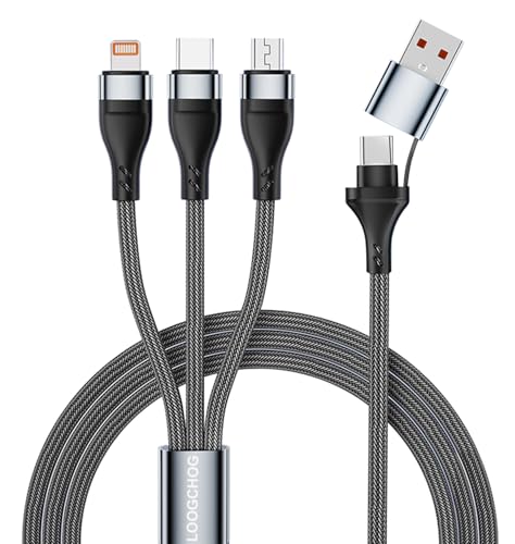 Câble de Chargeur Multi, Câble de Charge Rapide USB A/USB C 5 en 1 avec Connecteur...