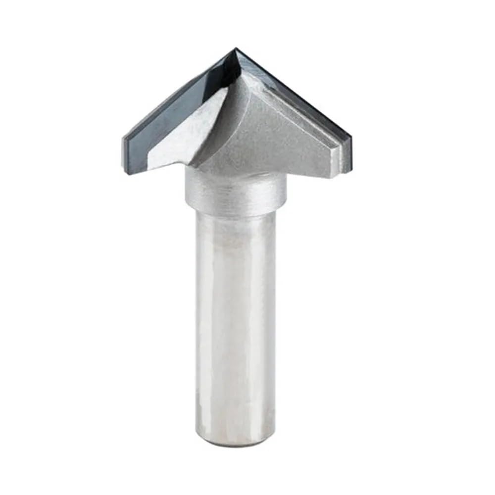 Broca enrutadora tipo V de diamante con vástago de 1/2 y 12,7mm for fresa de extremo de madera, cortador de carpintería, fresa PCD, broca CNC for madera contrachapada MDF(12.7x50x120Deg.)