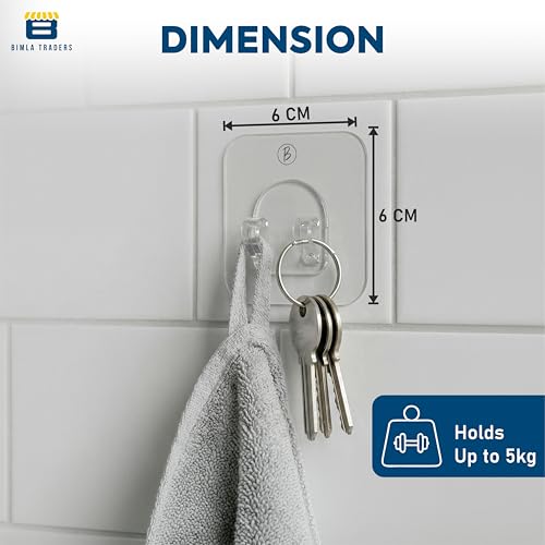 Image of Btag V Shape Self Adhesive Wall Sticker Hooks | Strong Grip for Home, Bathroom, Kitchen & Office Use | Waterproof & Rust-Proof Design | Easy Install, Long-Lasting Hold for Any Room (Transparent PO20)