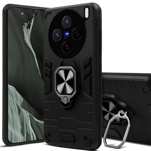 Image of Amazon Brand-Solimo Kickstand Mobile Back Cover (360 Rotating Ring Holder) for Vivo X200 5G (Black)