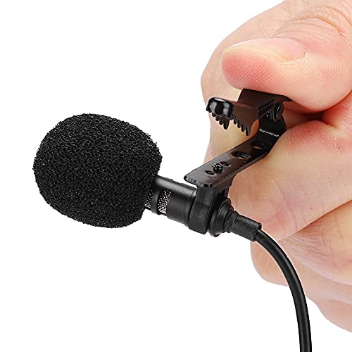 Lavalier Mikrofon, 1,4m Mini Omnidirectional Kondensator Lapel Mic mit Einfacher Clip und Kopfhörer für Video Conference, Recording Interview, Podcast, Diktat usw.