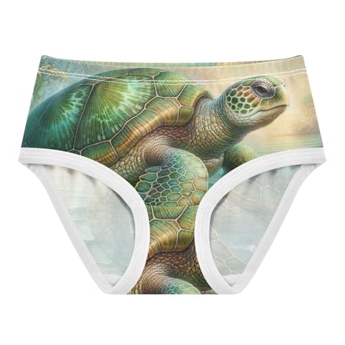 Underwear for Girls, Fantasy Vintage Sea Turtle Toddler Girl Panties, Girls Cotton Underwear, 2T–8 Years