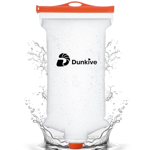 Dunkive 2L Water Bag Compatible with Sawyer Squeeze, Durable TPU Material, Dual Opening Design, Leak Proof Technology, Portable for Camping Hiking Fishing Traveling