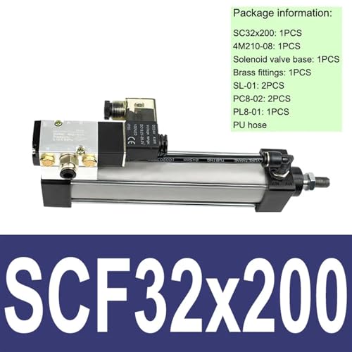 Électrovanne cylindre compact SCF32x200 AC220V avec embase et connecteurs - 2