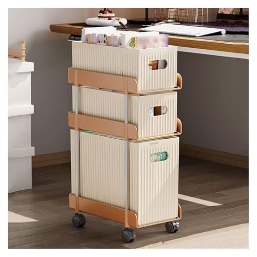 Carrello a 3 ripiani stretti, soluzione salvaspazio per riporre snack per cucina e ufficio, design estraibile per un facile accesso, organizzazione versatile e praticità elegante (tipo B, 2 livelli)
