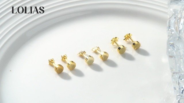 LOLIAS Set 6 Paia Orecchini A Perno In Acciaio Inox, Placcato Oro 14k, Con Zirconia, Per Cartilagine/Helix