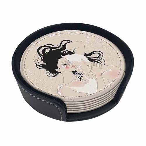 Round Coasters for Drinks Beautiful Couple Gently ...