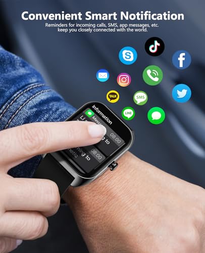 Smart watch(Answer/Make Call), 2.02\" Smartwatch with Blood Pressure Blood Oxygen Heart Rate Sleep Monitor, IP68 Waterproof Fitness Tracker 100+ Sports Modes Compatible with iOS Android for Men Women