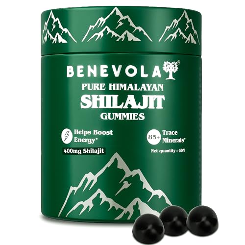 Image of Benevola Pure Himalayan Shilajit /Shilajeet Gummies 400 mg Advanced With 75% Fulvic Acid, Boosts Stamina & Improves Energy Levels | NABL Certified | Tamrind Flavor | No Added Sugar | Gelatin Free | Pack Of 60