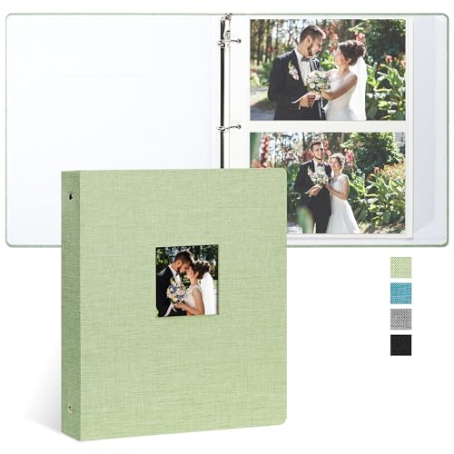 Vienrose Photo Album Self Adhesive 3 Ring Binder Photo Albums, Linen Cover Scrapbook Album cover