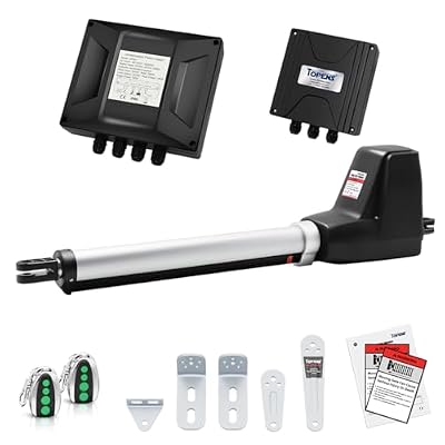 TOPENS AT6131 Single Swing Gate Opener Medium Duty Automatic Gate Motor for Single Swing Gates Up to 18ft, Electric Driveway Gate Operator AC Powered with Remote Control Kit Solar Compatible