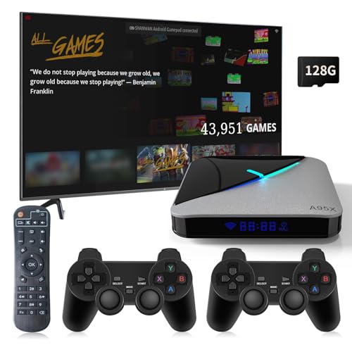 Retro Game Console X3 with built in 43,951 Classic Games, Video Game Console Preload 76 Emulators, Emulator Console with EmuELEC 4.5 Game System Plug and Play Video Games for TV, S905X3 Chip