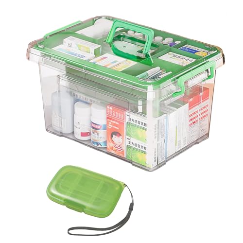 Orizizhic Plastic Storage Box with Lids & Clips 15L Double Layers Containers (L:34.7cm W:23.8cm H:18.4cm) with Portable Mini Box Set of 1 Clear Durable Multipurpose Office supplies Home Kitchen Tools