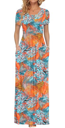 Image of AUSELILY Women's Classic Short Sleeve Loose Plain Casual Long Maxi Dresses for Women 2026