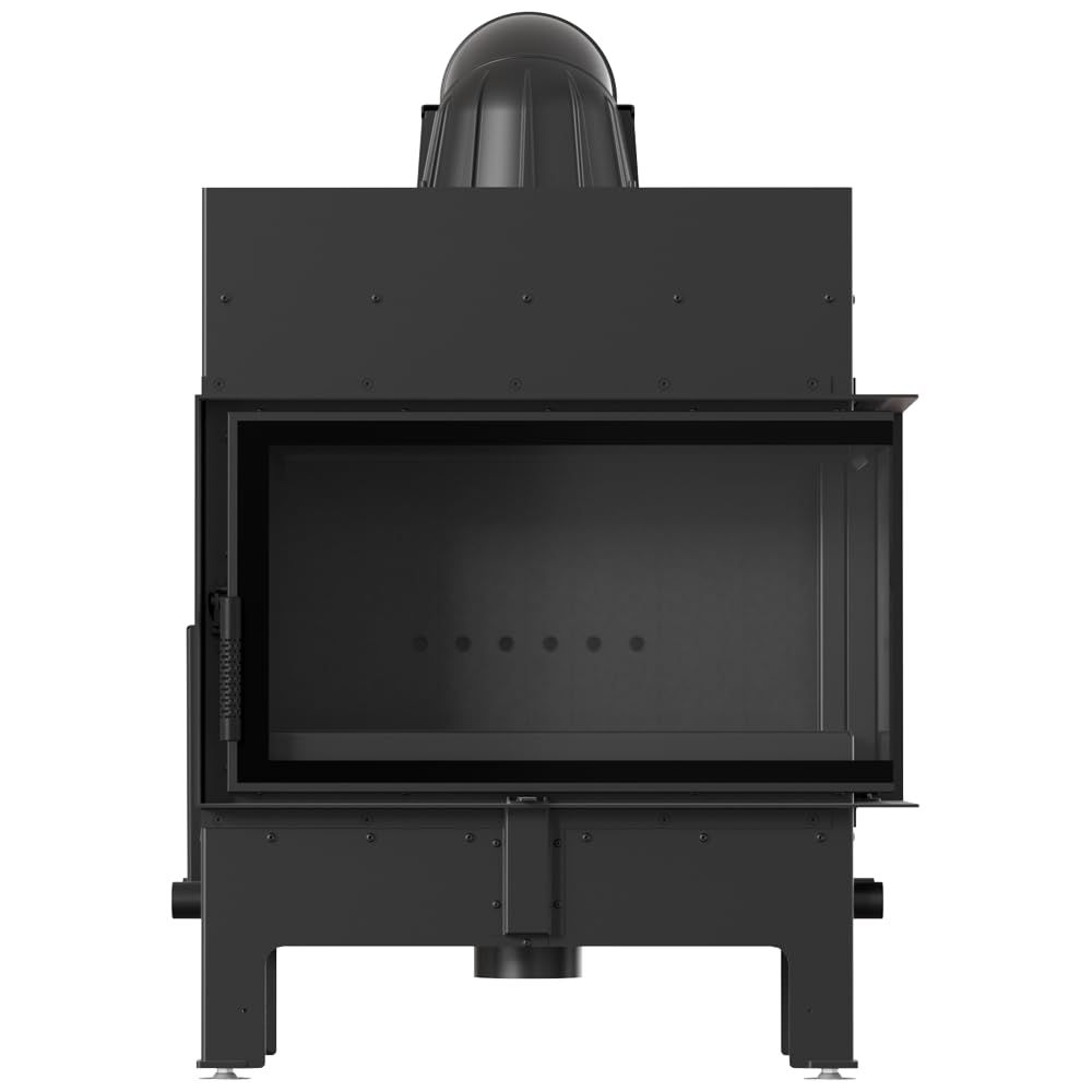KRATKI Kaminofen Floki M Rechts – Stahl-Kamin 10 kW mit Ø 200 mm Anschluss, schwarzem Thermotec, Schließfunktion & Glass-Glas für effiziente Verbrennung