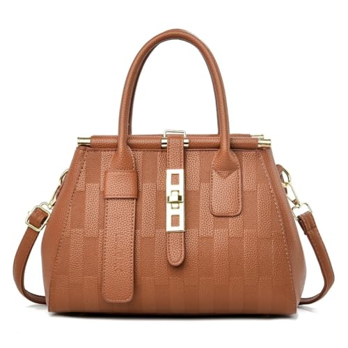 Bolsa Feminina de Mão e Transversal com Alça Removível Fecho Zíper Uso Diário Trabalho Casual Marrom