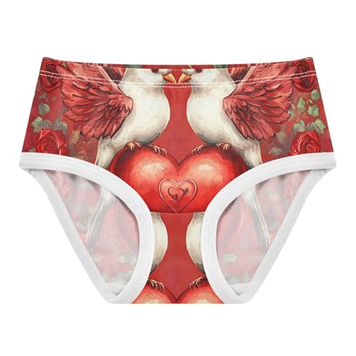 Animal Toddler Underwear Custom 2t Cotton Panties for Girl Lovebirds Wings Heart Red Briefs Girls Undies
