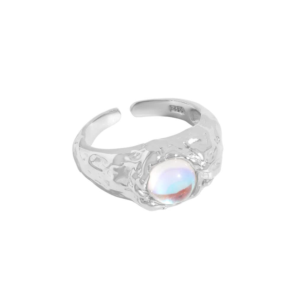 Anello In Argento Sterling 925,S925 Anello In Argento Sterling Con Pietra Di Luna Anelli Regolabili Anello Aperto In Argento Anello Per Il Pollice Anello Eterno Fascino Di Nozze Gioielli Regali Per
