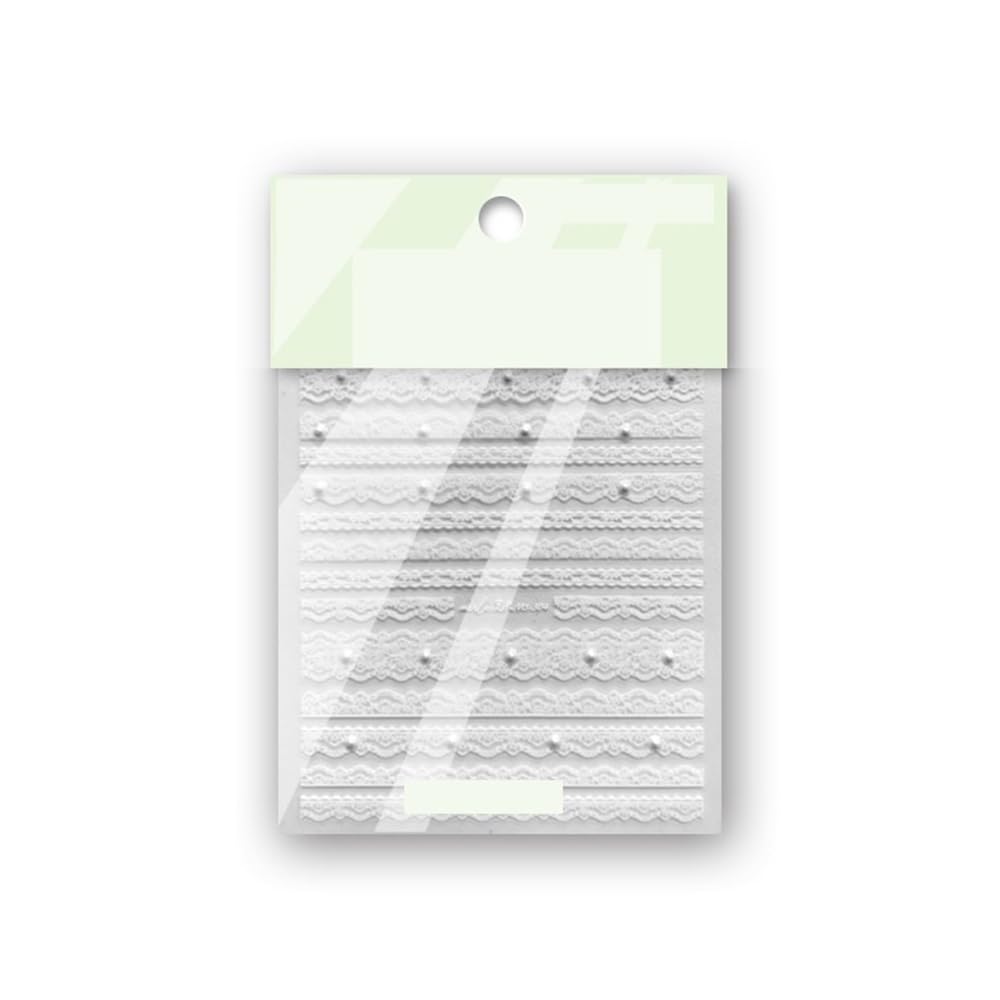 2Pcs 5D Relief Nail Art Stickers, Lattice Lace & Bow Embossed Decals for DIY Manicure(MS-304)