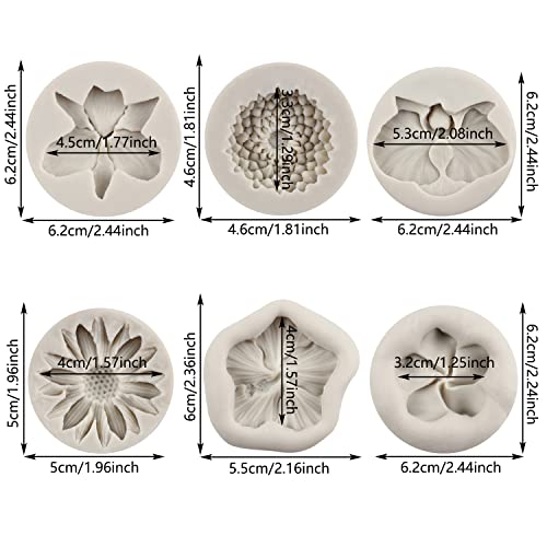 Mypracs Chrysanthemum Flower Silicone Mold Daisy Flower Fondant Molds Orchid Plumeria Flower Candy Mold Hibiscus Flower Chocolate Mold For Cake Decorating Cupcake Gum Paste Polymer Clay Set Of 6 #TOP1