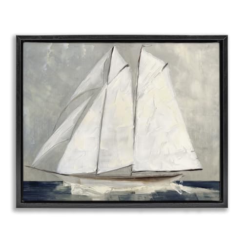 Nautical Sailboat Dark Ocean Water, 24 x 30 Inch Canvas in Floater Frame