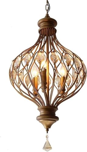 Lustre cristal rétro de haute qualité en fer forgé pour grand couloir