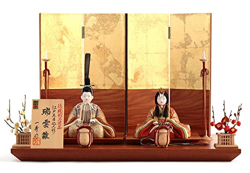 雛人形 コンパクト 一秀 ひな人形 木目込人形飾り 平飾り 親王飾り 木村一秀作 瑞雲雛 正絹 伝統的工芸品 h083-ih-078