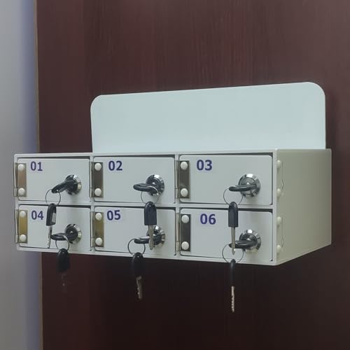 Armario de almacenamiento acrílico con cerradura para teléfono, 15 compartimentos con llaves, para escuelas, laboratorios, oficinas y equipos, armario pequeño seguro con 6 puertas para artículos