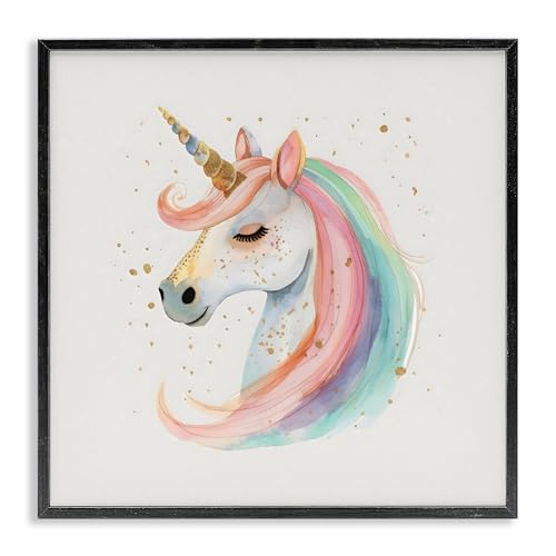Gold Accented Unicorn Fantasy, 12 x 12 Inch Framed Giclée Print