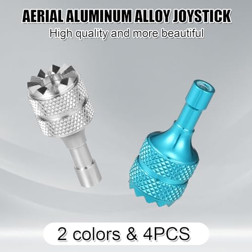 Image of 4pcs Drone Controller Sticks, Aluminum Drone Control Joystick Detachable Thumb Rocker Replacement Compatible with DJI Mini 3 Pro DJI RC Smart Controller Accessories (Silver, Lake Blue)