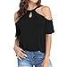 Amdieu T Shirt pour Femme Manches Courtes Chemise Confortable Uni Doux Tshirt pour Femme Smocké Voyage Valentine's Day Épaules dénudées Polyester Fluide Mode