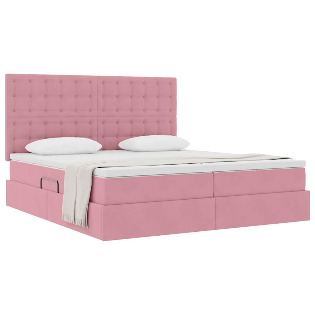 Cama de almacenamiento de terciopelo rosa 180 x 200 cm con elevación hidráulica, marco de metal resistente y colchón de densidad media, elegantes muebles de dormitorio para parejas