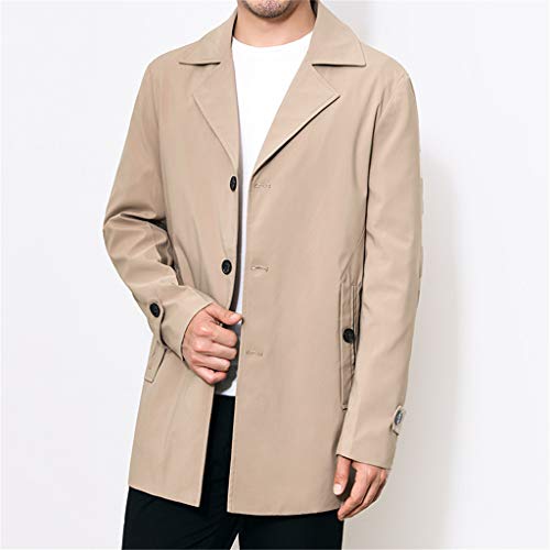 Alalaso Men's Solid Color Pocket Edging Color Gold Button Casual Long Trench Coat #TOP3