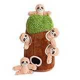 okegztoa Interactive Squeaky Dog Toys Plush Sloth Dog Toy, Stuffing Woodland Friends Burrow, Squeaky Plush Dog Toy for Small Medium Large Dogs (Large)