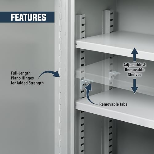 Durabox 2-Door Narcotics Cabinet - Double Door & Dual Key Lock Steel Cabinet for Safe Storage of Medicine, Prescription Drugs, Medical Supplies and More, 16\"W x 24\"H x 7-3/4\"D (Grey, Large)