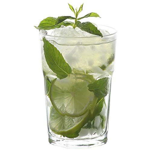 LAV Mojito Glasses Set of 6 - Clear Highball Glasses 12.25 Oz - Drinking Glasses Set for Water and Cold Beverages