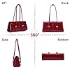HiTotes Y2K Burgundy Leather Tote Purse for Women - Red Shoulder Handbag With Top Handle - Ita Bag #4