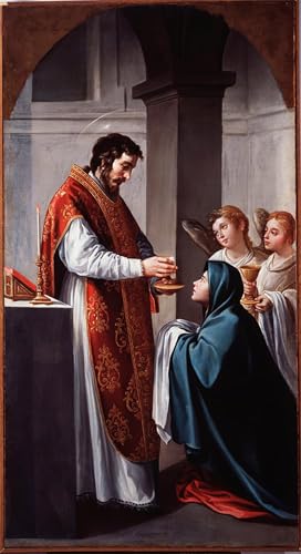 Cuadro la Vergine riceve la Comunione di San Battista pintura sobre lienzo clásico 60x90