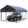 Yotila Heavy Duty Metal Carport Kit 12x20 FT, Rust-Resistant Galvanized Steel Frame Garage Canopy, All-Weather Shelter for Car, Boat & RV Storage