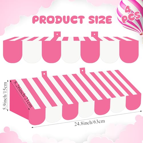 Image of Tallew 4 Pcs 3D Circus Awning Wall Decoration Farmers Market Party Decorations Carnival Awning for Halloween Carnival Theme Party Classroom Decorations(Pink and White)